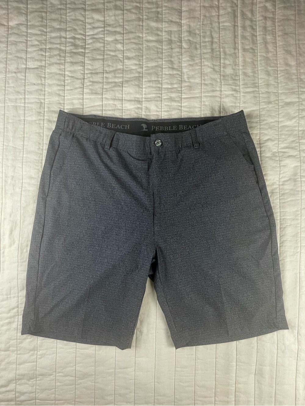 Pebble Beach Men's Charcoal Micro-Print Performance Flat Front Golf Shorts 38